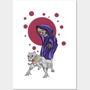 Creepy Cartoon Skull Holding A Dog Design Posters and Art